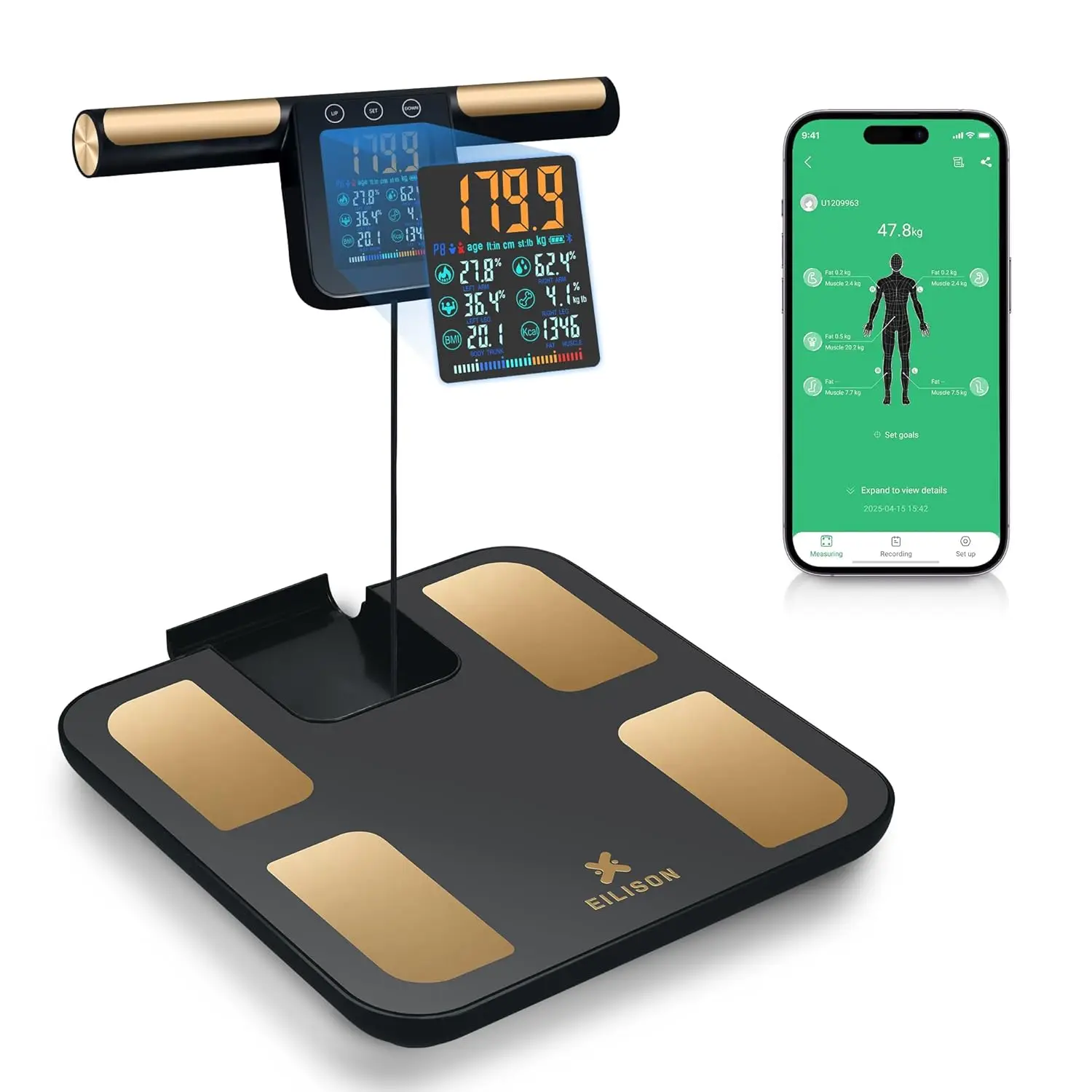 

Smart Body Scale: 8-Electrode Digital Bathroom Scale for Fat BMI Muscle Analysis, Accurate Up to 400lbs