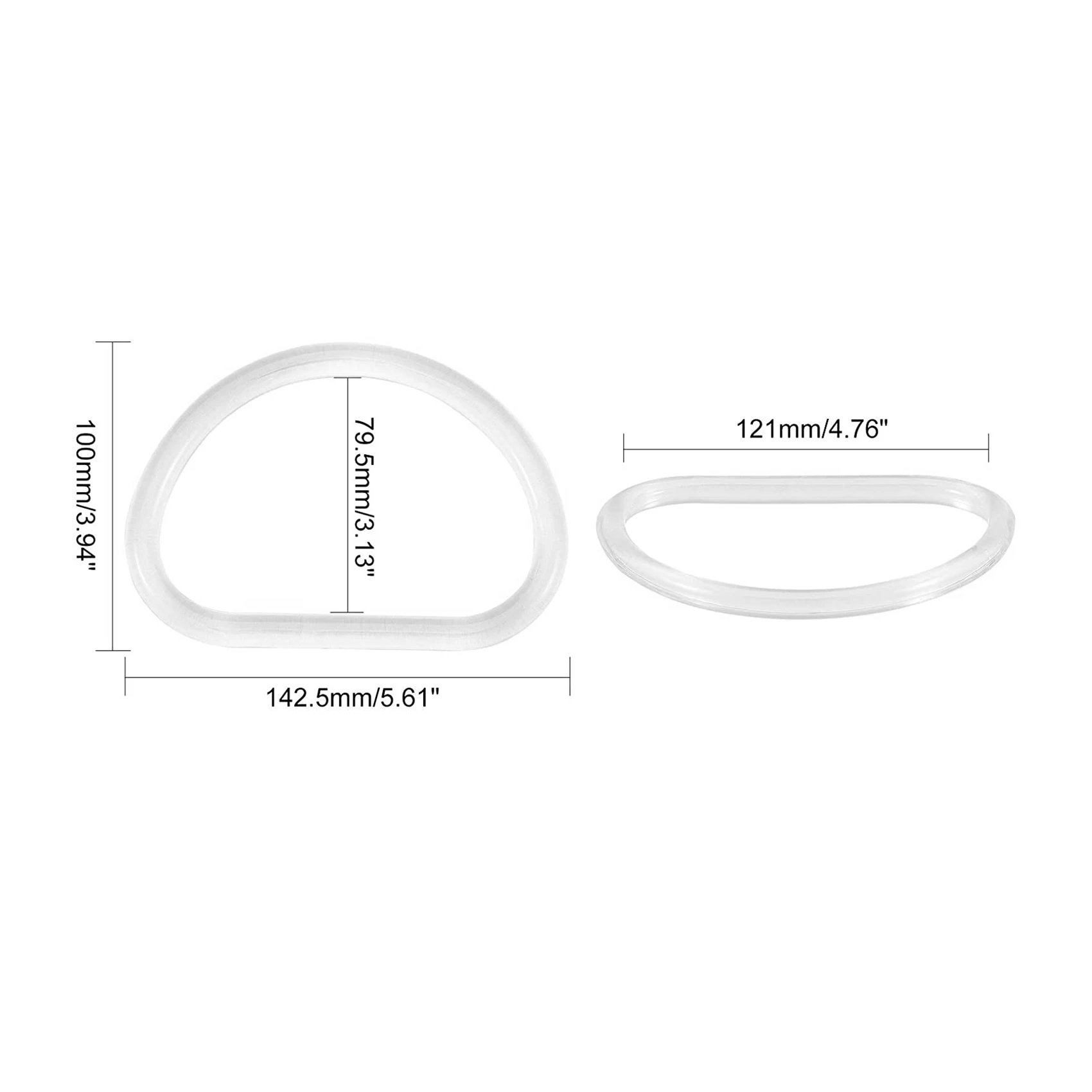 ABQR 10 Stuks Transparante Tas Handvat Vervanging D Vorm Handtas Portemonnee Handvat voor Handgemaakte Strandtas Handtassen Portemonnee Handvatten