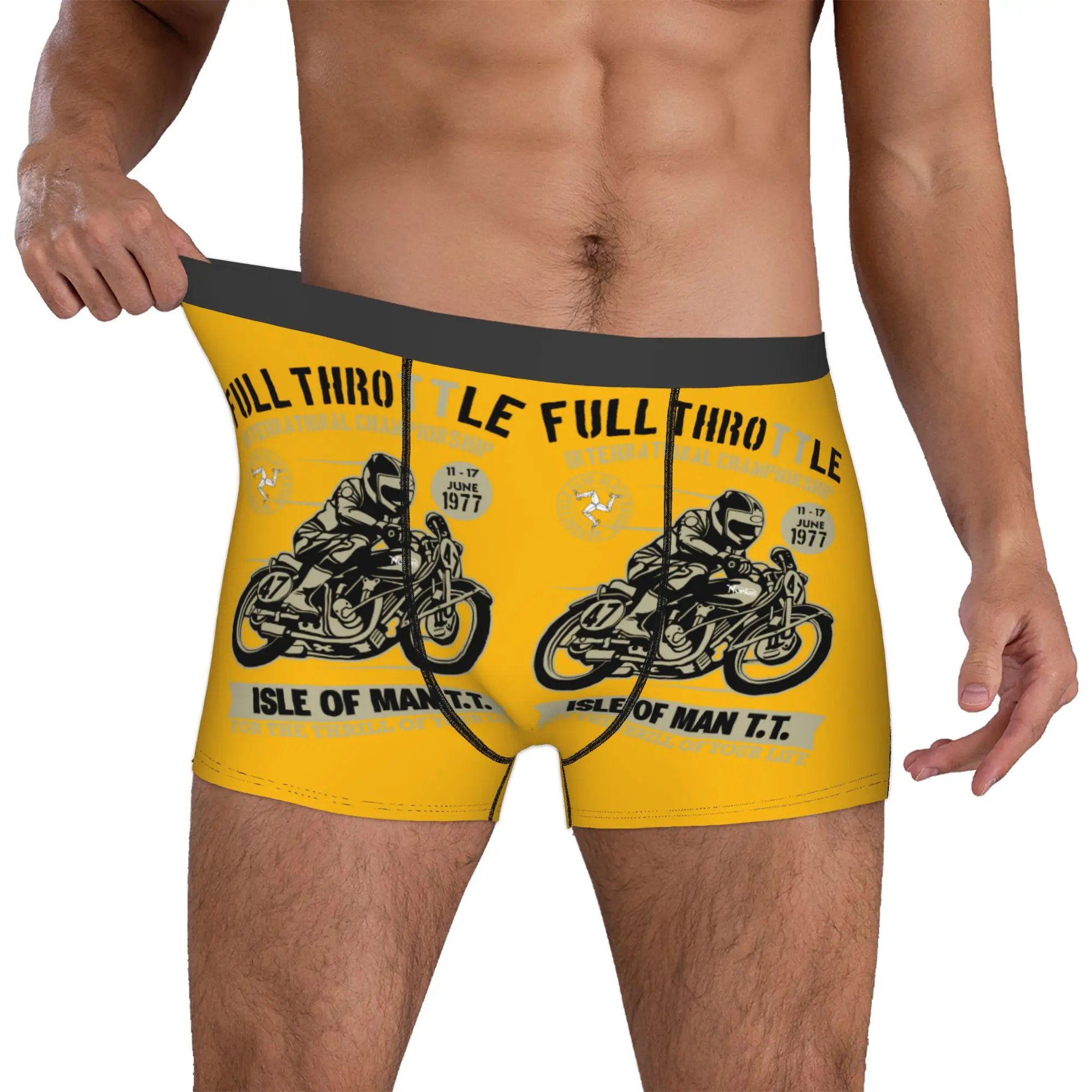 Vintage TT Motorcycle Racer Boxers Shorts Mens Isle of Man Briefs Underwear Novelty Underpants