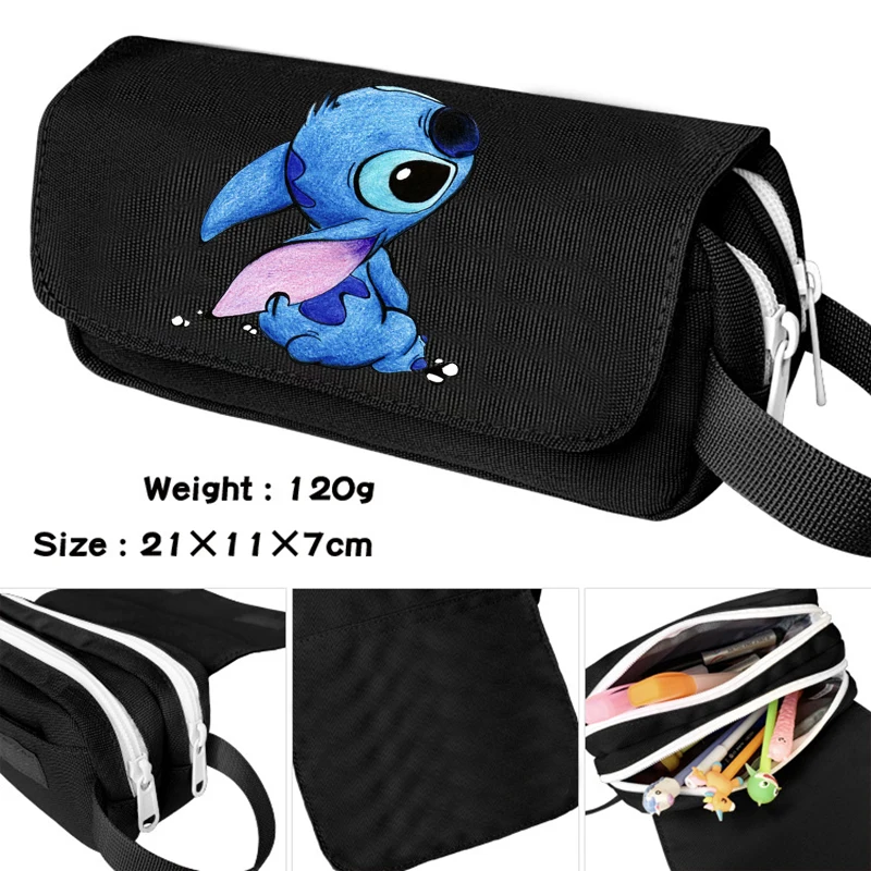 Disney Lilo Stitch Pencil Case Bag Large Capacity Pen Case Supplies Stationery Kawaii School Pencils Cartoon Cosmetic Bags