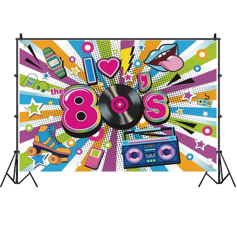 Anni '80 Sullo Sfondo I Love The 80s Hip Hop 1980 Adulto Festa di Compleanno Photography Sfondo Studio Fotografico Prop Decor Banner