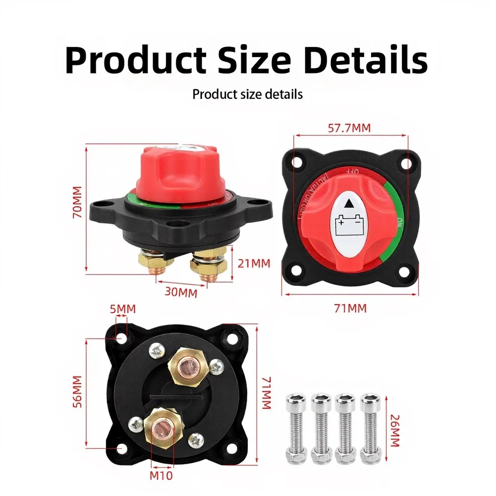 1pcs New 12V-48V 300A On/Off Switch Battery Isolator Switch For Car Boat RV 2-position Battery Isolation Switch/cut-off Switch