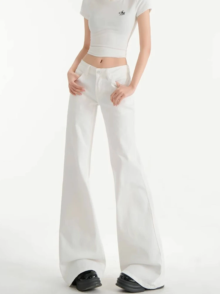 

Slim Fit Low Waist Bell Bot Jeans Women's White Casual Pants Tapered Leggings Loose Versatile Long Trousers