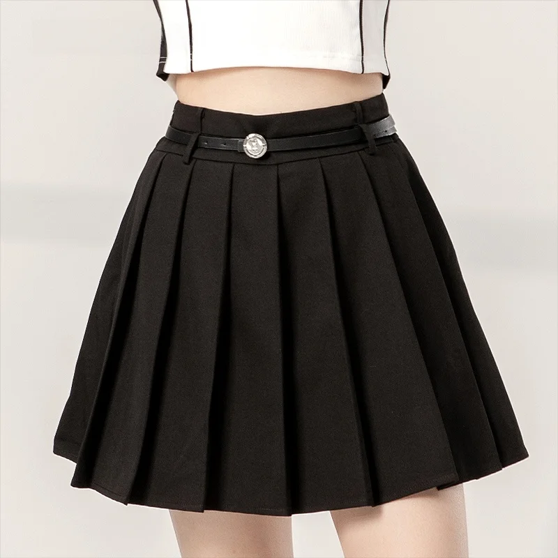 

Dailanzhi Spring New Black Slimming Pleated High Waist A-Line Skirt Anti-Light Short Skirt Women's Fashion Business