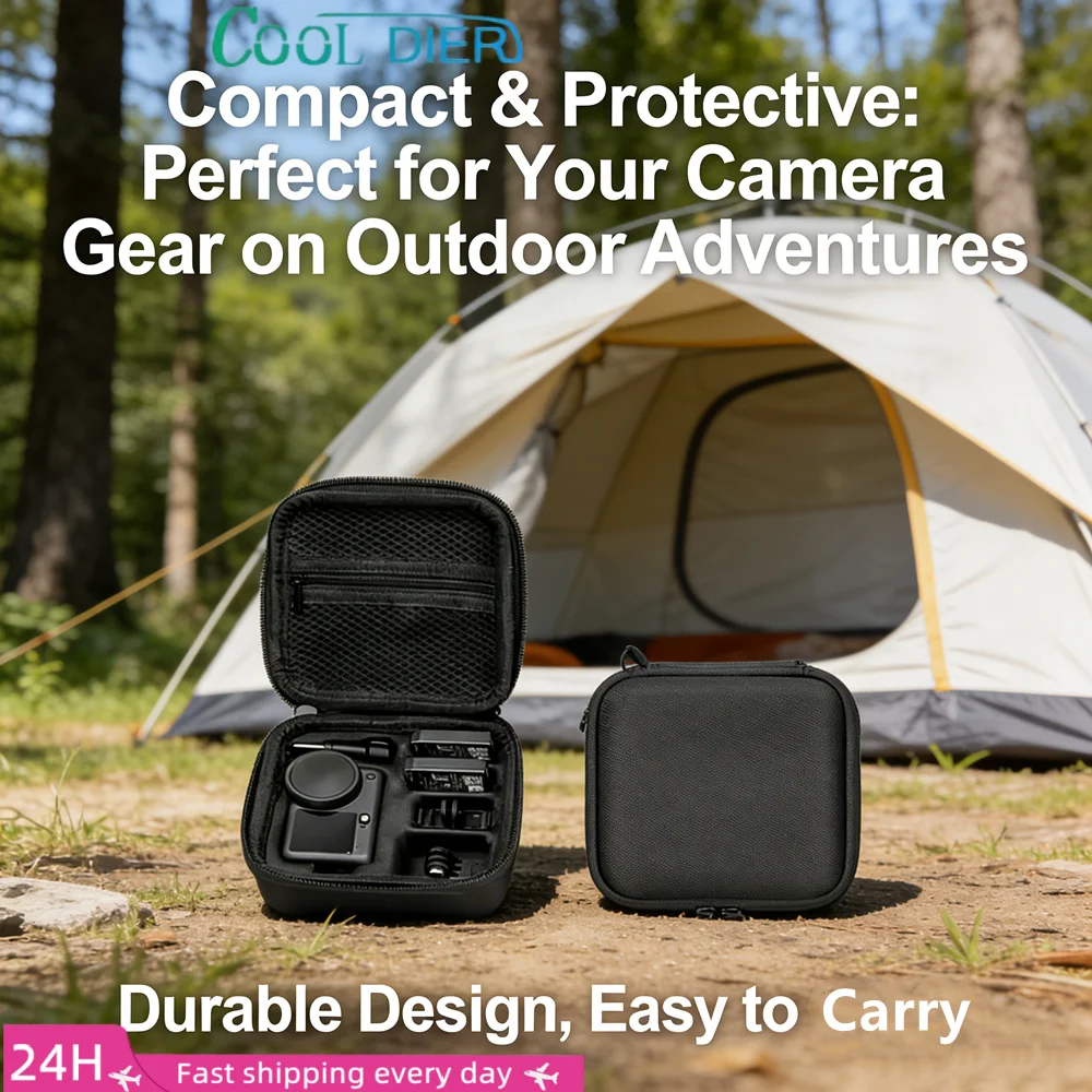 COOL DIER HJ-For Action 6 Camera Carrying Pouches Travel Case Water Shock Absorbing With Internal Compartments Padding Bag