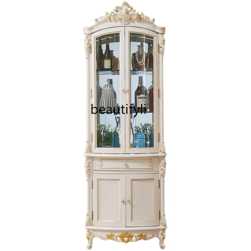 European-Style Living Room Solid Wood Triangle Locker Villa Arc Corner Cabinet Corner Wine Cabinet Corner Cabinet furniture