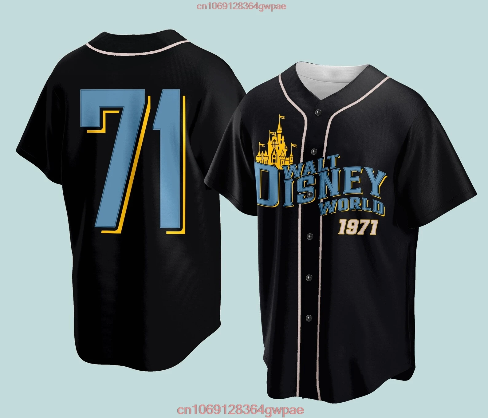 Walt Disney World 1971 Baseball Jersey Men\'s Short Sleeve Jersey Disney Anniversary Family Vacation Baseball Jersey Kids Jersey