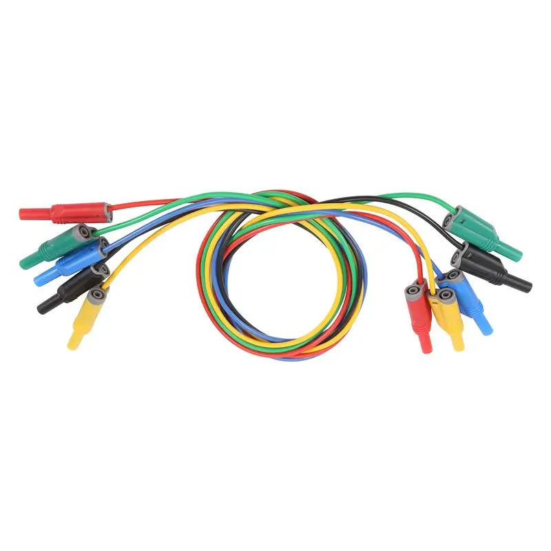 

FFYY-5PCS Banana Plug Silicone Test Leads 4Mm Fully Insulated Safety Shrouded Stackable Banana Plug Soft Wire Extension Cable