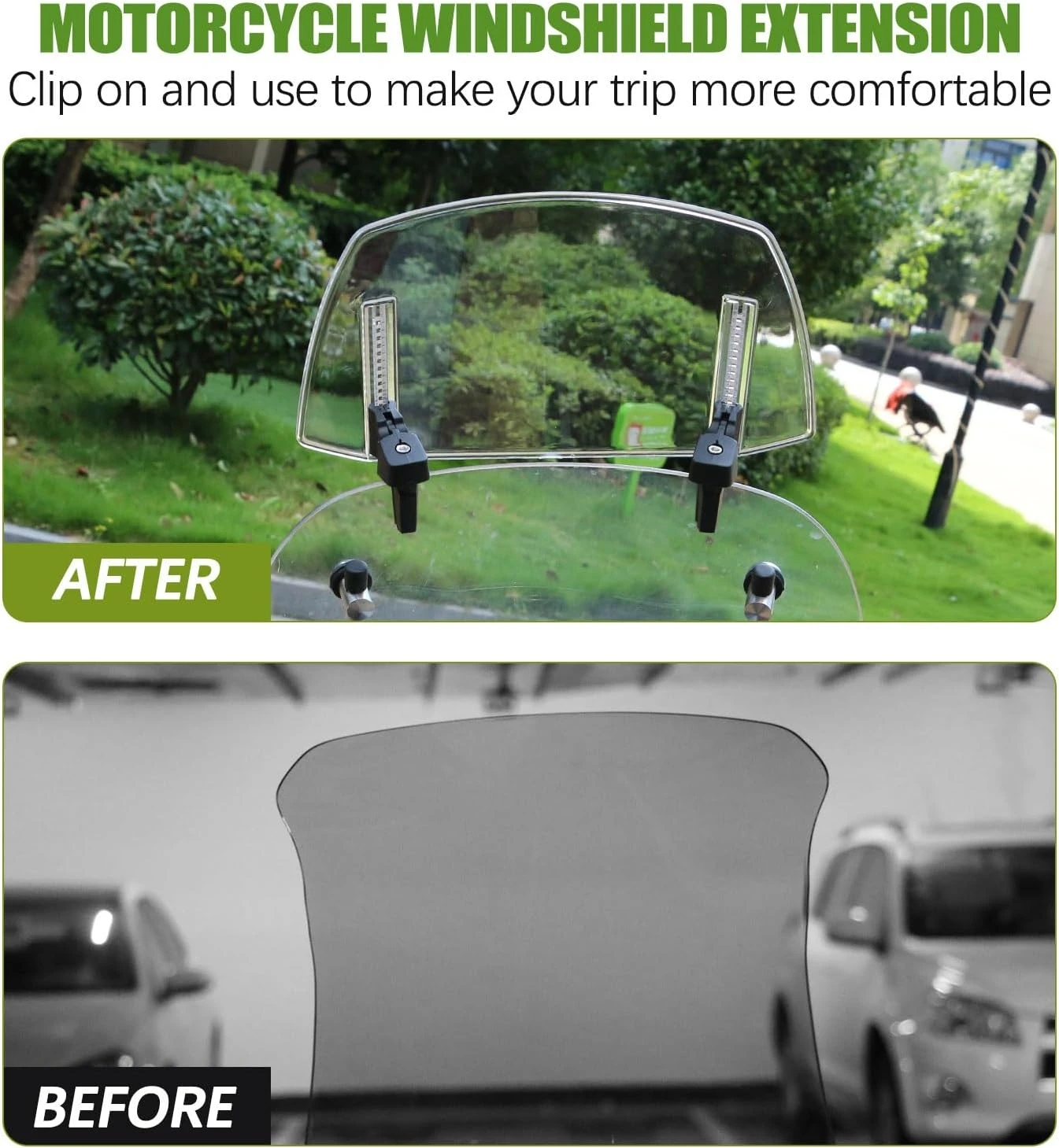Universal Motorcycle Windshield Extension Adjustable Spoiler Clamp-On Windscreen Deflector For BMW KAWASAKI YAMAHA HONDA SUZUKI