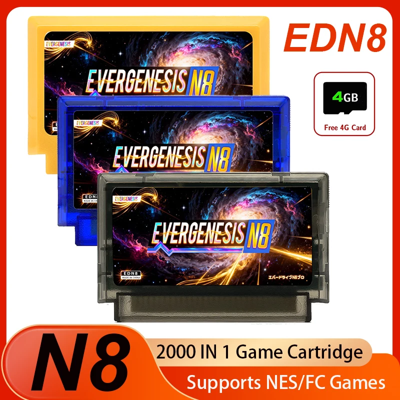 خرطوشة ألعاب EDN8 2000 في 1 FC مع محاكي محرك الأقراص الضوئية ببطاقة 4G TF لملحقات وحدة التحكم الأصلية للعائلة بطاقة فلاش 8 بت