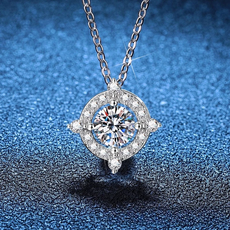 

Platinum PT950 18K Gold Necklace in D Color, Moissanite, Saturn Wishing Pool Pendant, Simple and Versatile,Light Luxury Necklace