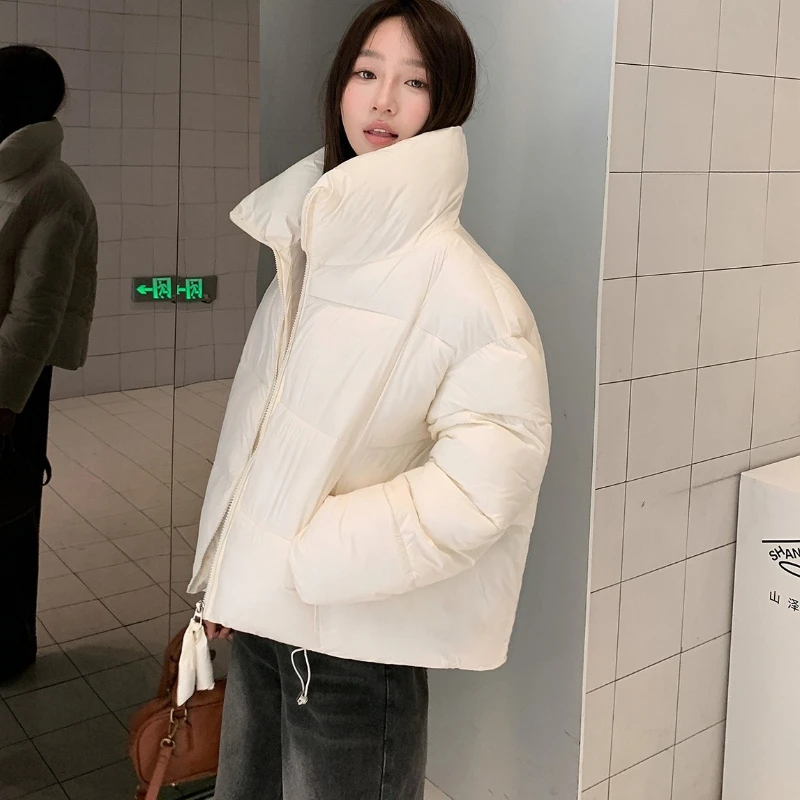 2026 Parkas Women Coat Jacket Autumn Winter Warm Puffer Jacket Stand Collar Outwear Loose Cotton Padded Clothes Female Outerwear 3