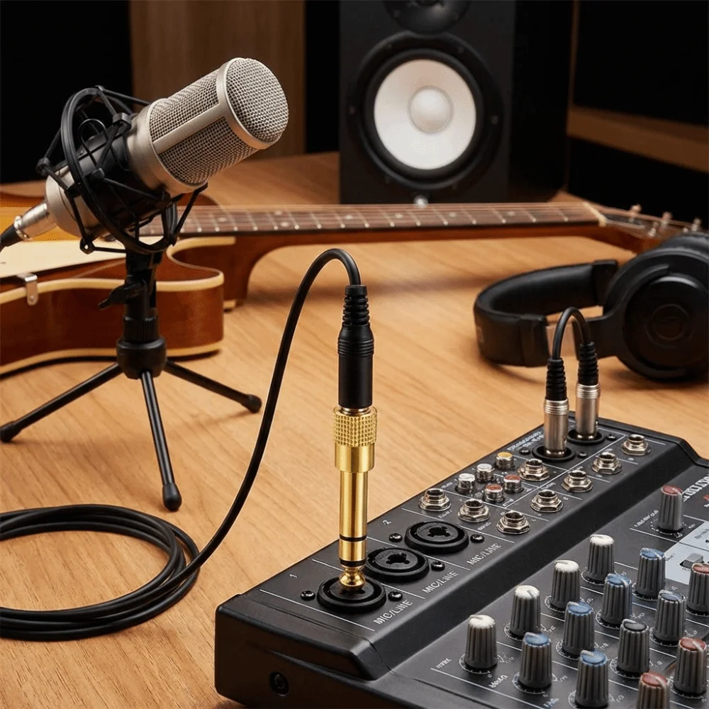 Gold-Plated Audio Adapter 3.5mm Female 6.35mm Male Stereo TRS Converter Plug Design AUX Cable Adapter
