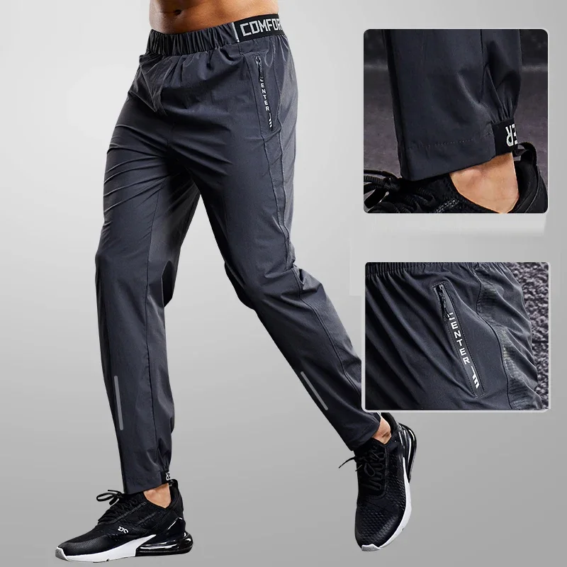 

Quick Drying Sport Pants Men Running Pants With Zipper Pockets Training Joggings Sports Trousers Fitness Casual Sweatpants