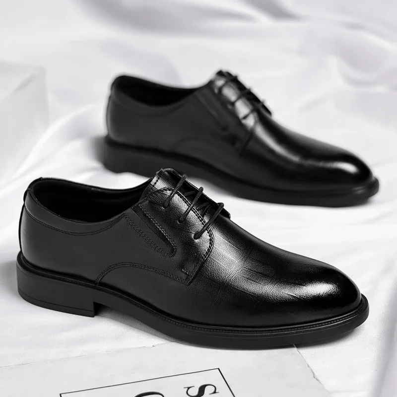 3/6/8 CM Elevator Shoes Men Dress Shoes Black Soft Leather Men Heighten Formal Shoes Casual Business Men Oxfords Suit Shoes