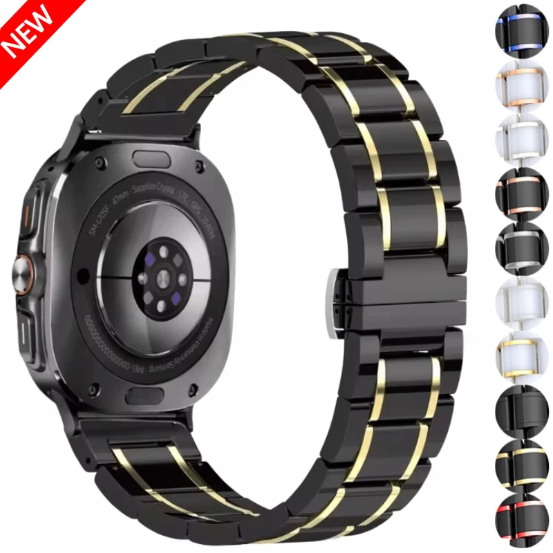 

High-end Ceramic+Metal WatchBand For Samsung Galaxy Watch Ultra 47mm Sports Metal Bracelet Belt For Galaxy Watch 7 Ultra Strap