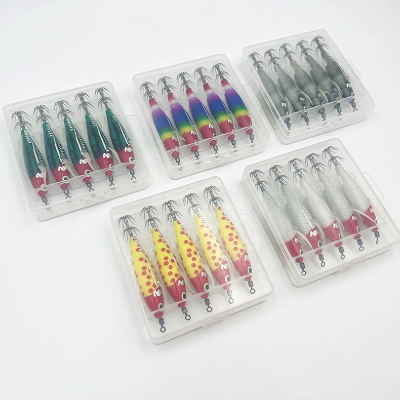 ShareShark 5 Stück/Box 8CM/5.3G Garnelenköder mit Tintenfisch-Jighaken, Drehgelenk, Leuchtend, Realistisch, Bionischer Kunstköder – Detail 5