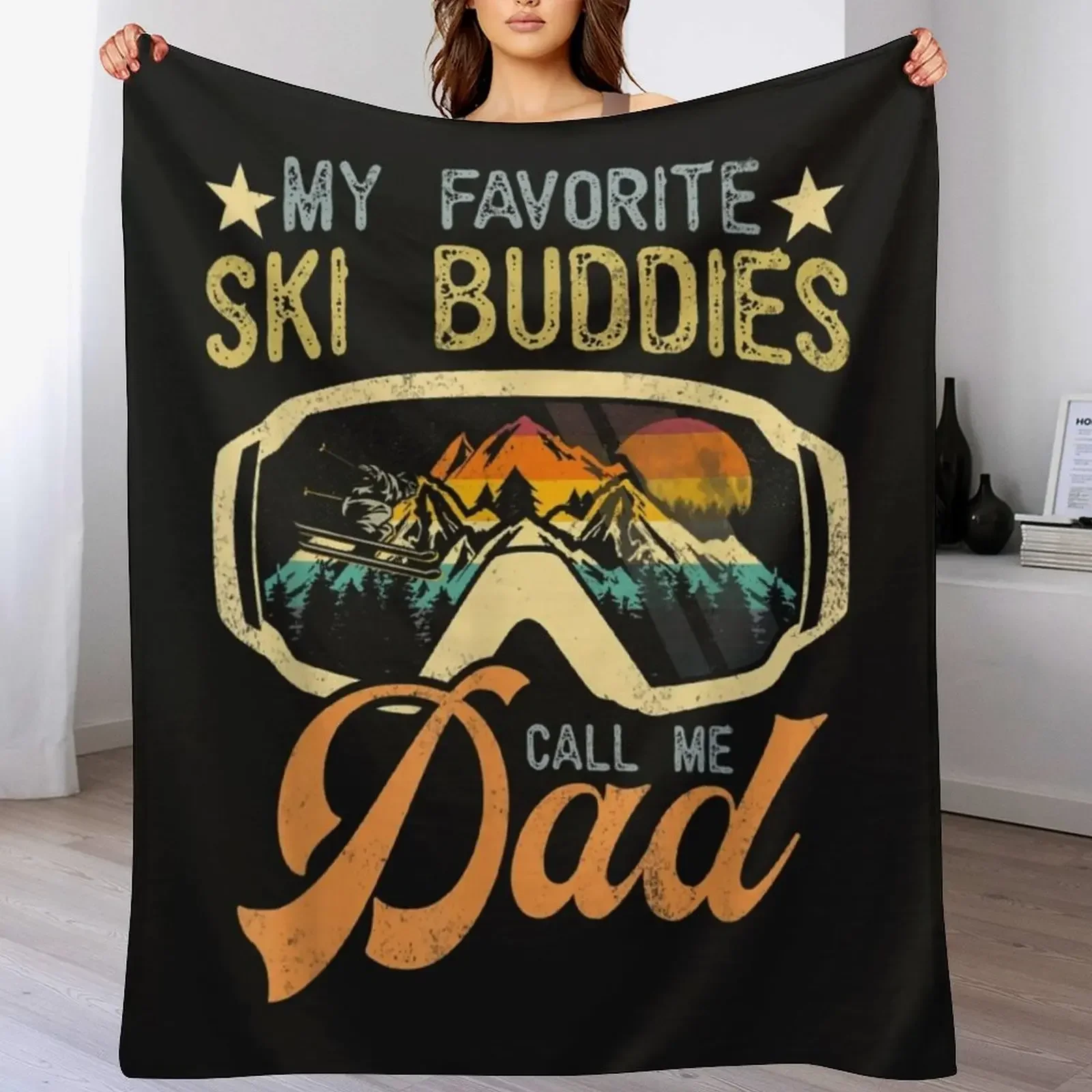 Vintage esquí mis amigos de esquí favoritos me llaman papá camiseta79 manta de picnic mantas sueltas