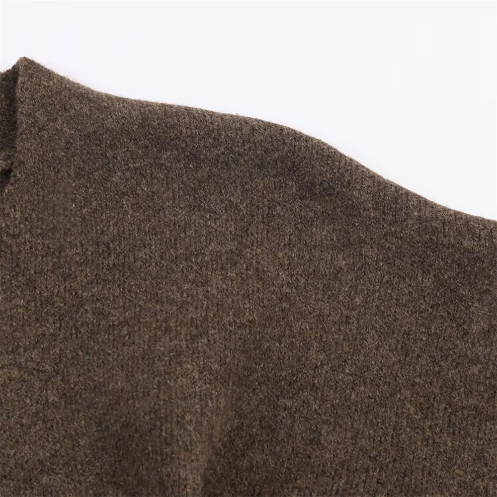 Invierno nuevo diseño suelto de moda Casual para mujer con bufanda cuello redondo suéter de punto de manga larga