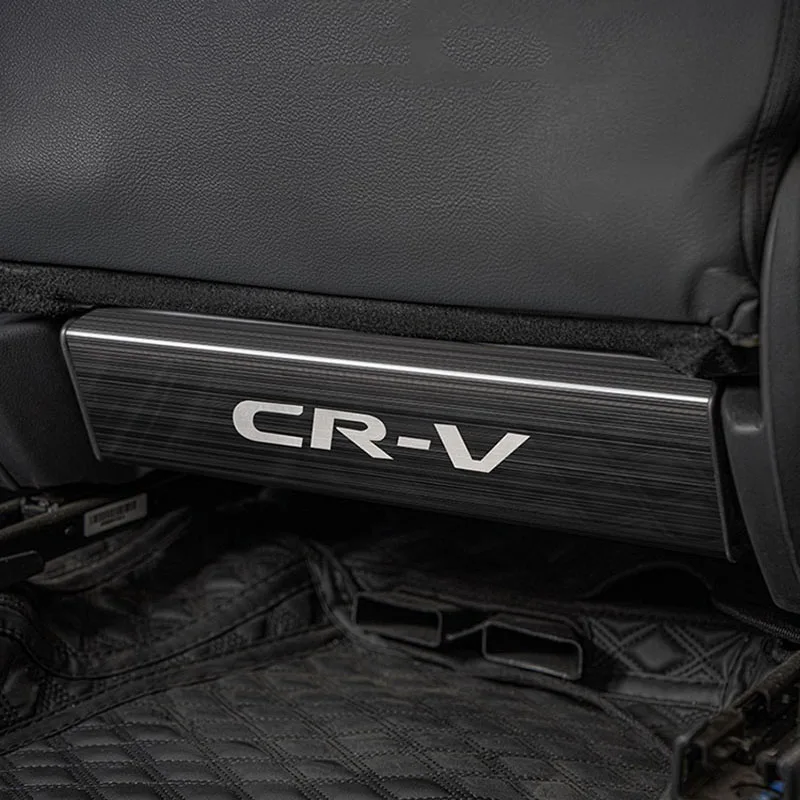 For Honda CR-V 2023 CRV Rear Seat Anti-kick Pad Plate Stainless Steel Panel Interior Accessories Black Brushed Carbon Silver