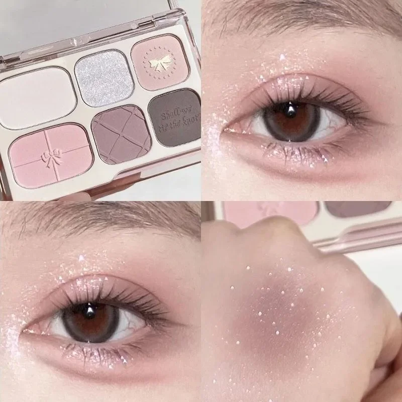 6-Color Low Saturation Eyeshadow Palette Matte Waterproof Milk Tea Brown Pink Lasting Natural Eyes Makeup Korean Cosmetics New