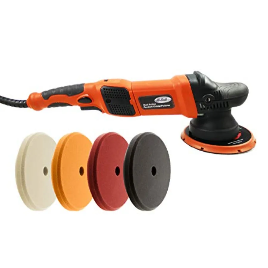 HI BUFF 롱 쓰로우 듀얼 액션 랜덤 오비탈 폴리셔 (21mm 스트로크 및 헤비, 미디엄, 라이트 스타팅 패드 세트 포함)