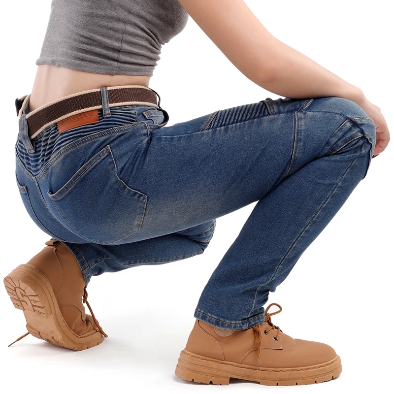 Womens Abrasion Resistant Motorcycle Jeans Motocross Street Bike Protective Riding Pants
