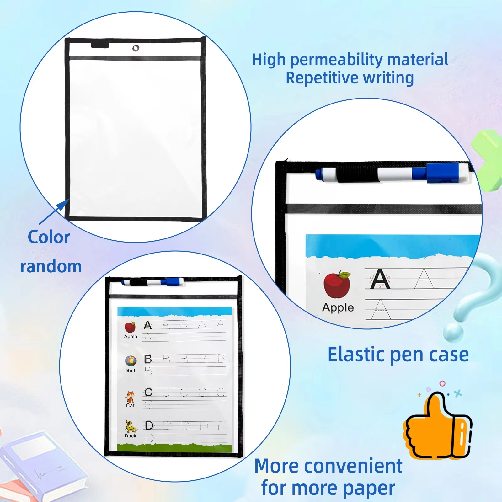 Alphabet Practice Board for Kids, Ages 5-8, 26 Letters,Copying & Learning, Enlightenment, Reusable Erasable Pen Random Color