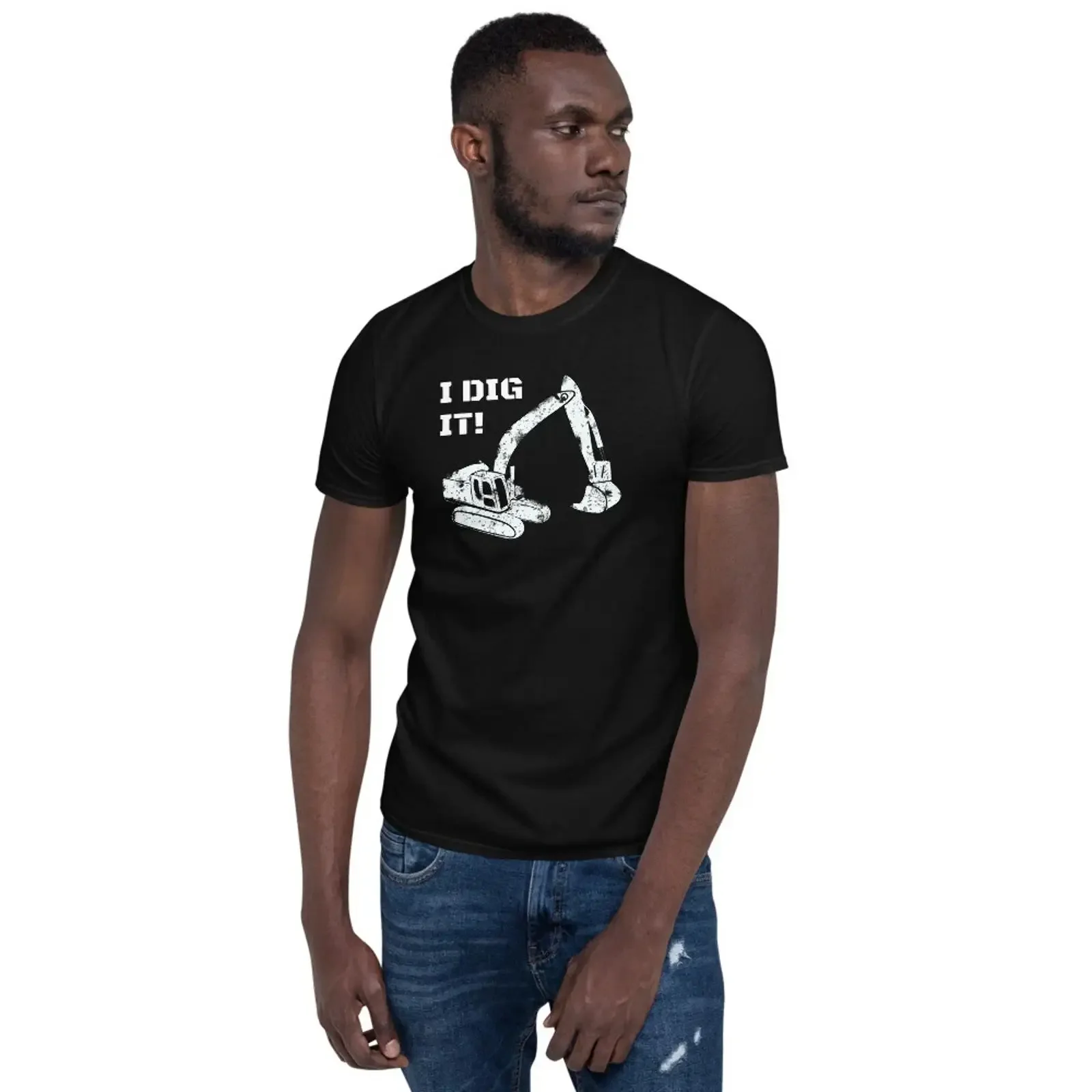 I Dig It Digger Funny Cute Backhoe Bulldozer White T shirt vintage Washed homme Breathable Stylish Casual fashion graphic