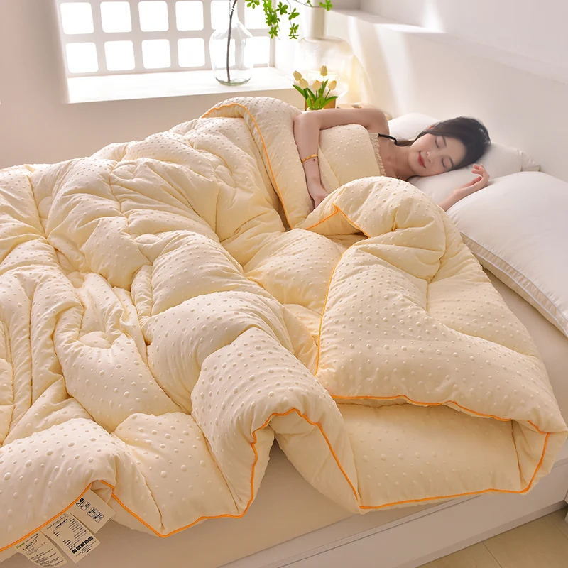 

Soybean Fiber Warm Blanket for Bed Solid Color Massage Quilt Weighted Blankets Soft Comfortable Warmth Quilt Comforter