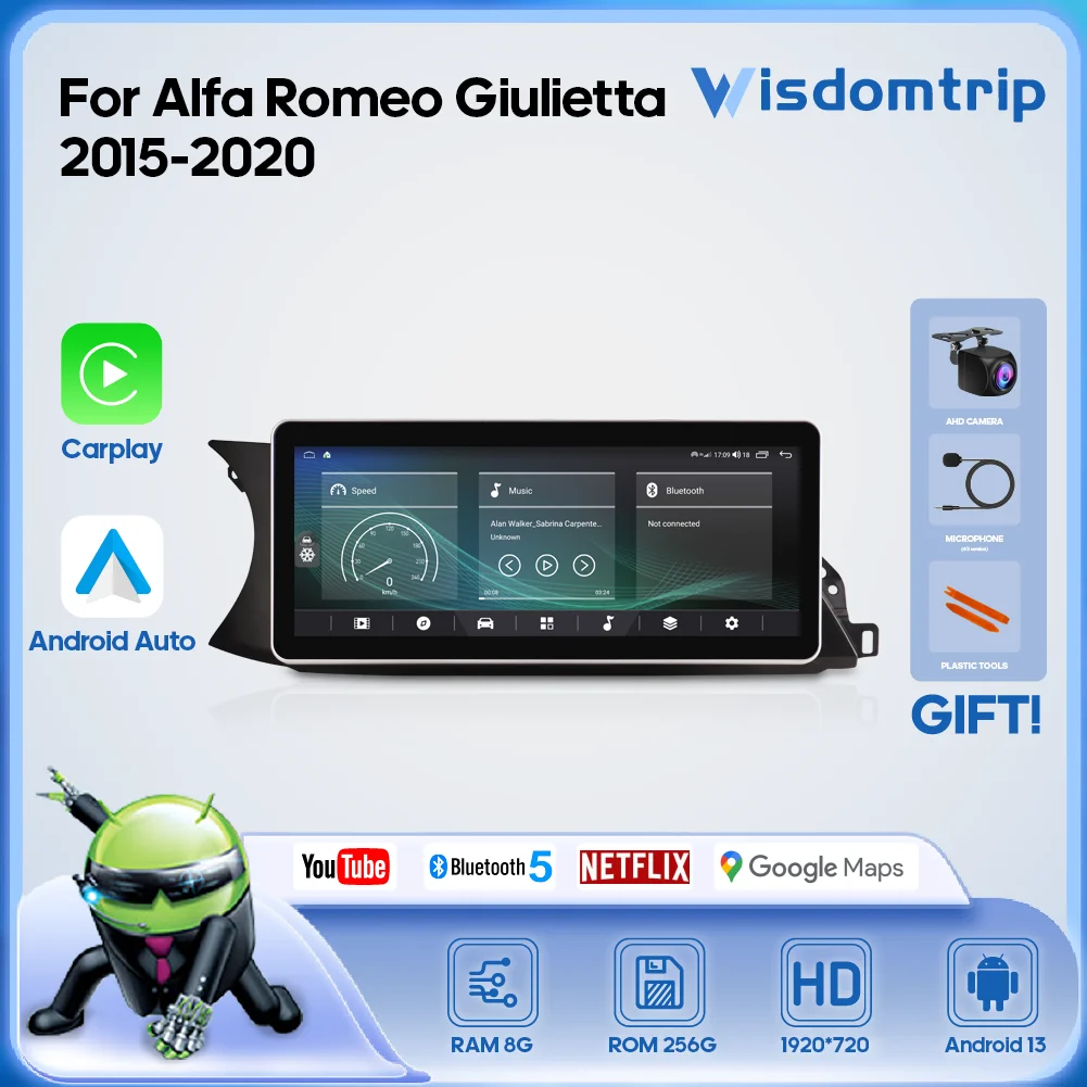 

For Alfa Romeo Giulietta 2015-2020 Car Multimedia Video Player GPS Navigation 4G Radio stereo CarPlay+AUTO Android13 360 camera