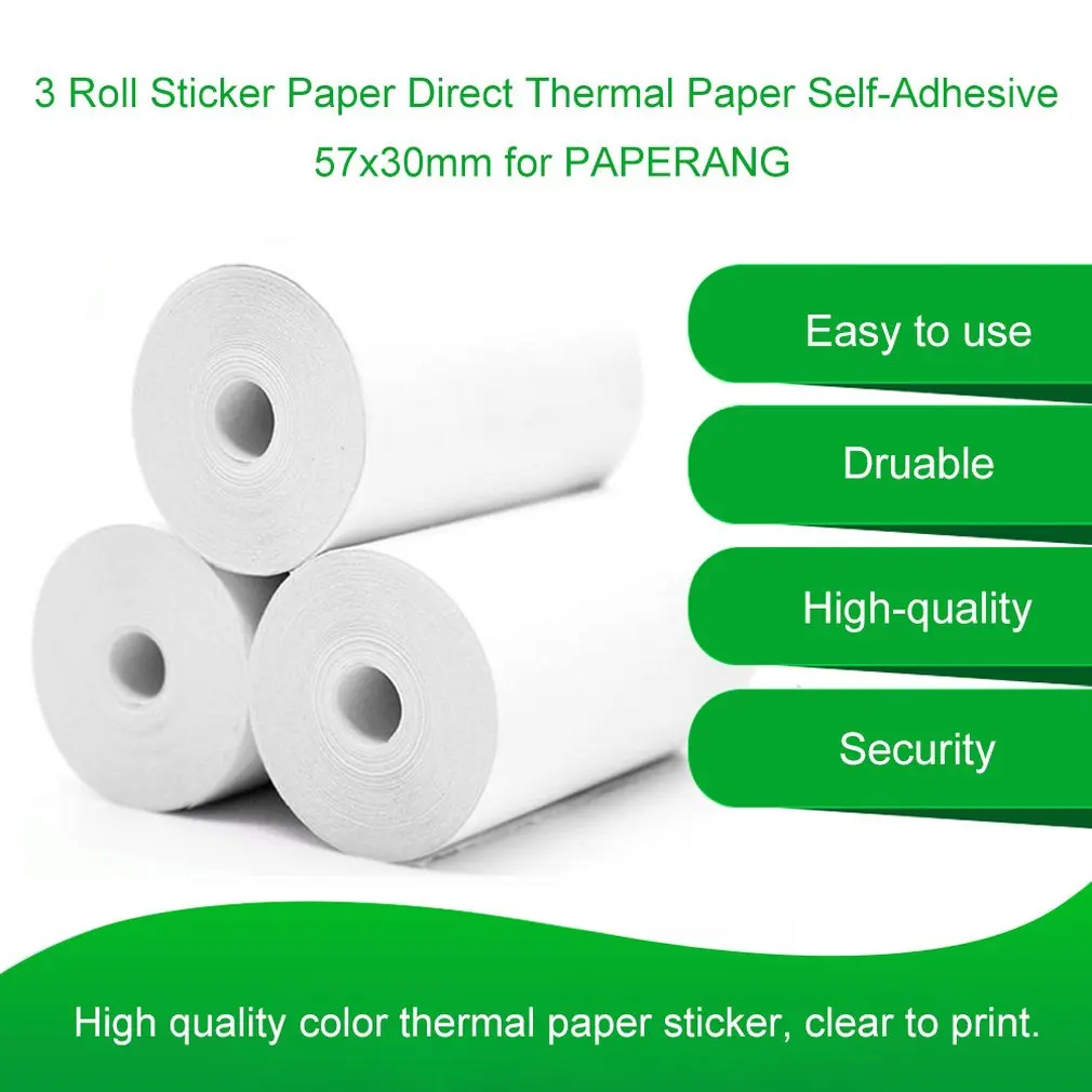 5 Rolls 57*30mm Color Printer Paper Printable Sticker Paper Roll Self-adhesive Thermal Paper Label Printer Sticker Label Paper