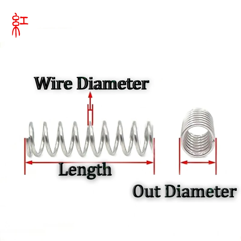 304 Stainless Steel Compression Spring 15 Pcs Wire Diameter 0.4mm 0.5mm  Outer diameter3mm-10mmLength 5mm-50mm  High Quality