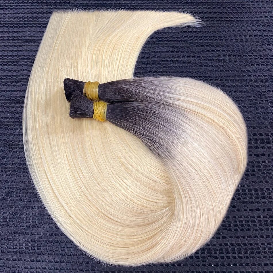 1B-613# No Weft Human Hair Bulk Hair Extensions Blond Hair Bundles Vietnamese Virgin Hair Straight Weaving Hair for Braiding