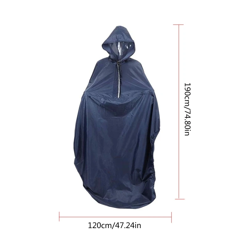 Reflective Strip Waterproof Rain Poncho for Wheelchair Mobility Old Scooter Large Wind Proof Cape Raincoat Cloak with Hood