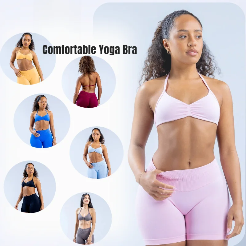 

Nylon Women Yoga Bra With Cups Sports Tops Gym Fitness Running Comfortable Vest Sportswear Workout Clothes Activewear LOGO