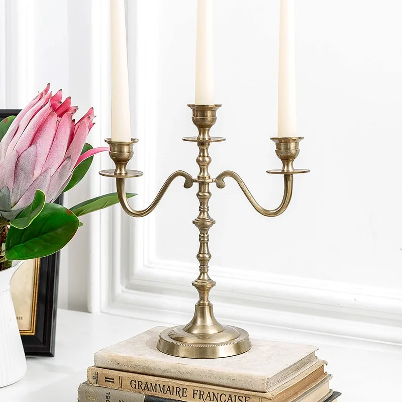 Brass Vintage Candle Holder, Aromatherapy Candle Stand, Sturdy and Durable Desk Decor Ornament for Home Office Living Room