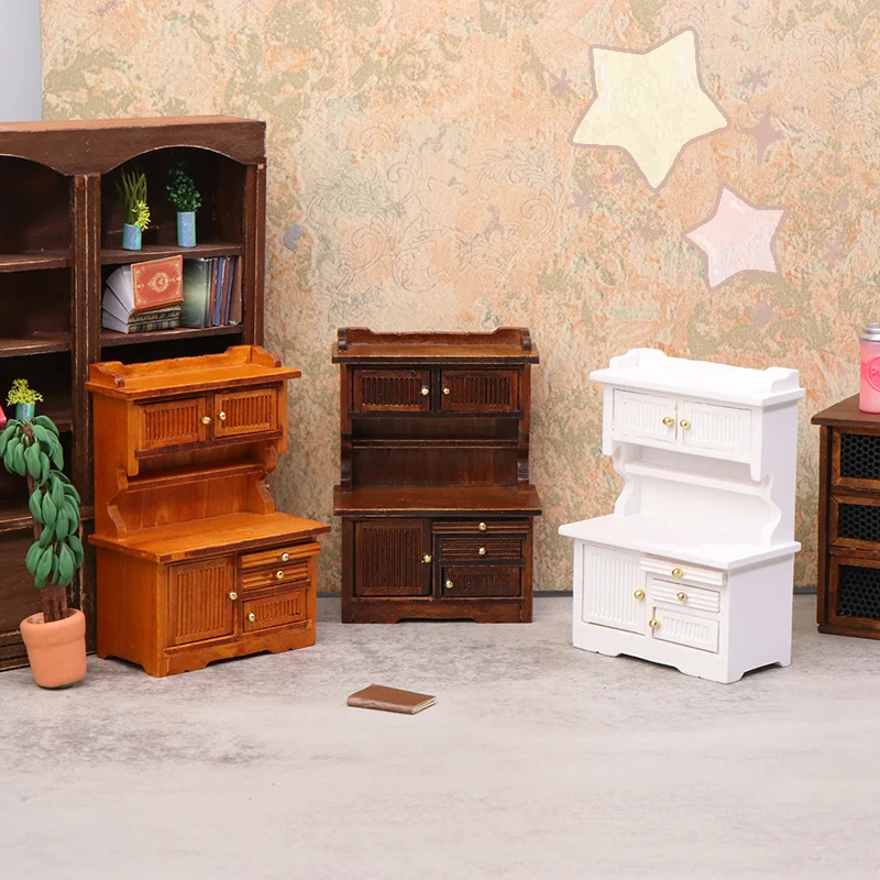 Mini aparador para casa de bonecas 1/12, modelo de estante para cozinha, sala de estar, boneca, móveis para casa, acessórios de decoração