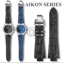 Leather Watch band For MAURICE LACROIX AIKON Series AI6008 AI1018 AI6038 AI6058 Embedded Steel Grain Watch Strap Men Bracelet