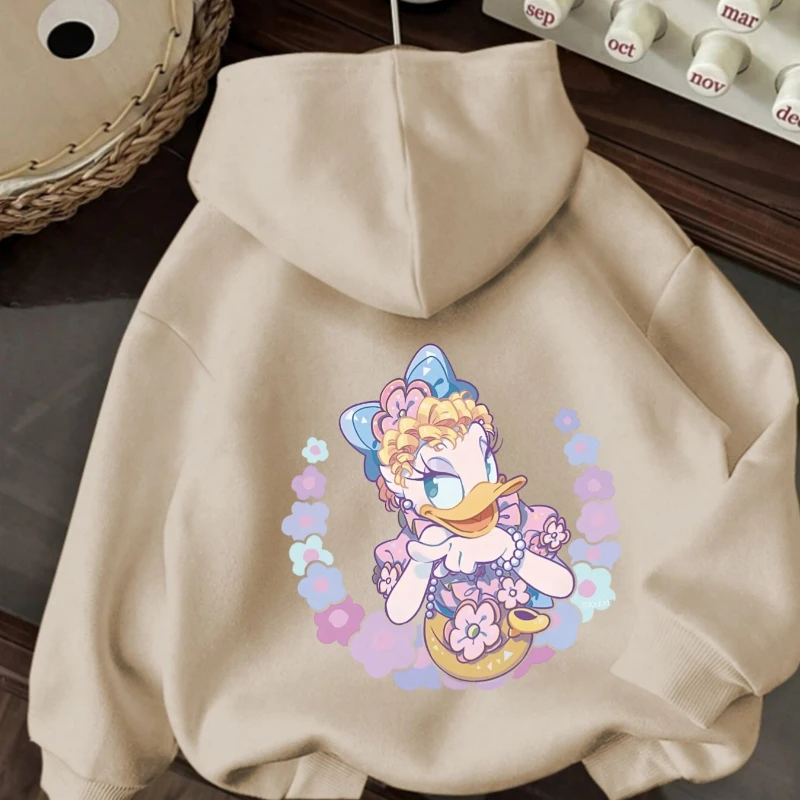 سترة بقلنسوة مطبوعة بنمط الرسوم المتحركة للسيدات من Disney - سترة كاجوال ناعمة ودافئة من القطن الخالص، بأكمام طويلة مريحة لجميع المواسم