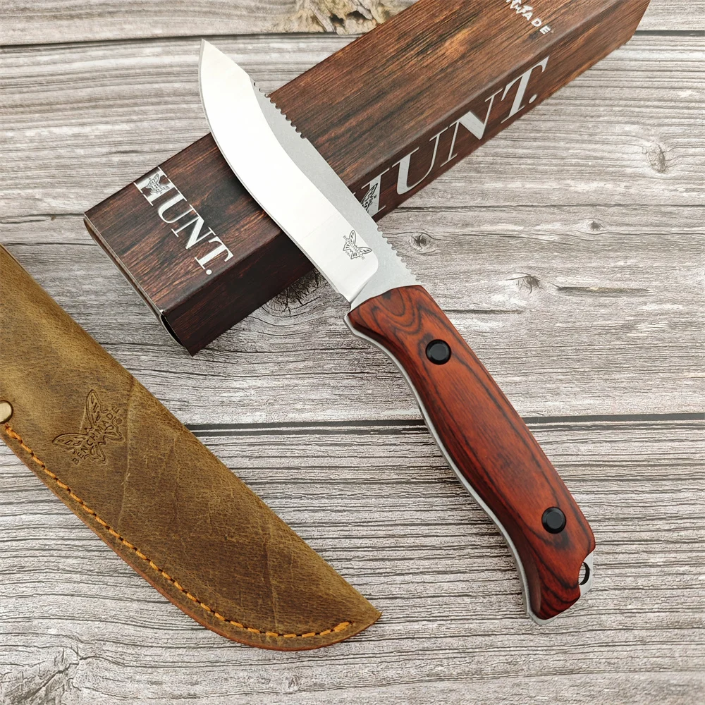 BM15002 BM 15017 High Hardness Fixed Blade Knife S30V Steel Wooden Handle Outdoor Portable Knives Tactical Hunting Survival Tool