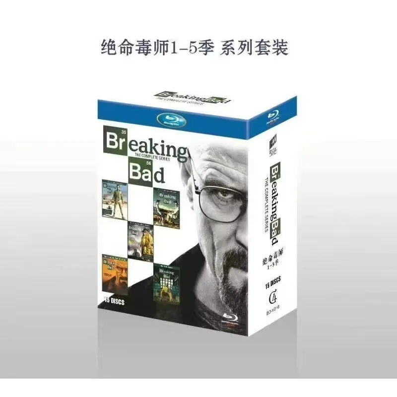 Nuevo disco Blu-ray de alta definición, Breaking Bad, temporadas 1-5, juego de 15 discos, audio en inglés con subtítulos en chino
