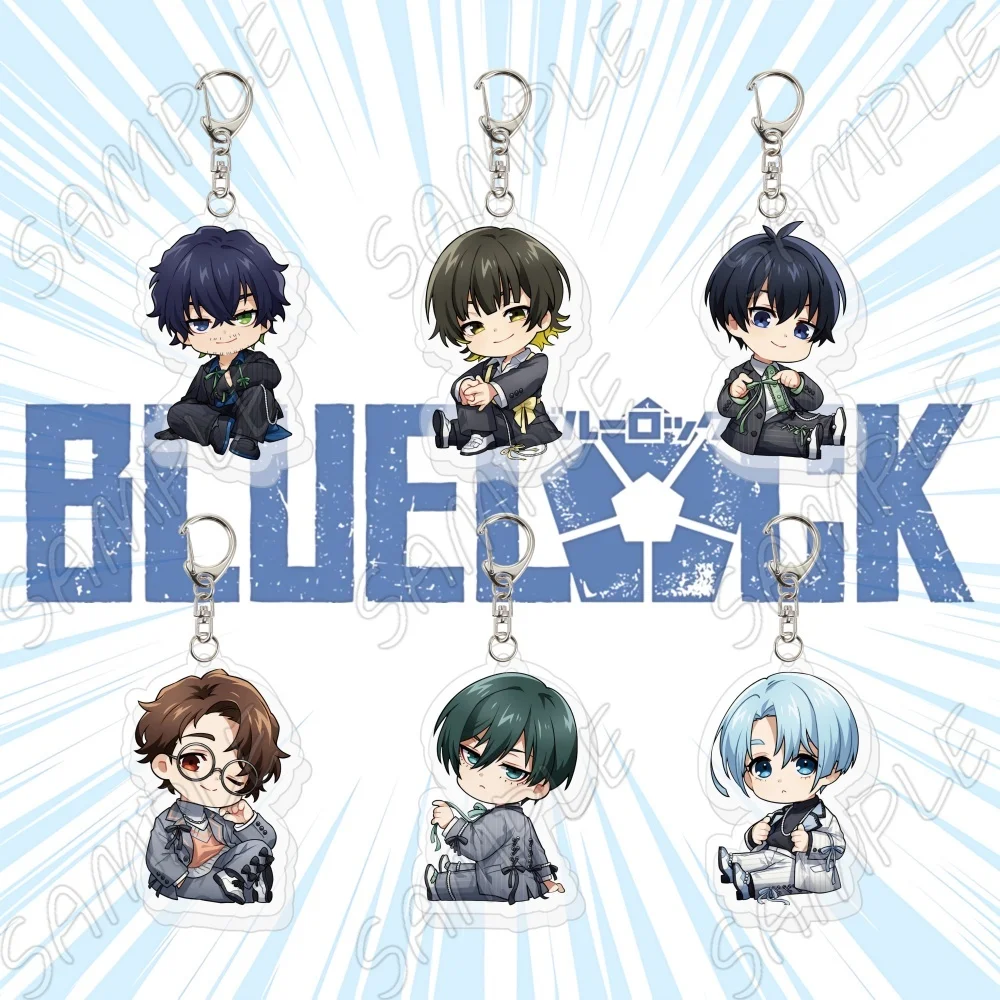 Anime BLUE LOCK Acrylic Keychain 6cm Cute Chibi Balletcore Style Isagi Yoichi Rin Itoshi Nagi Seishirou Pendant Keyring Gift