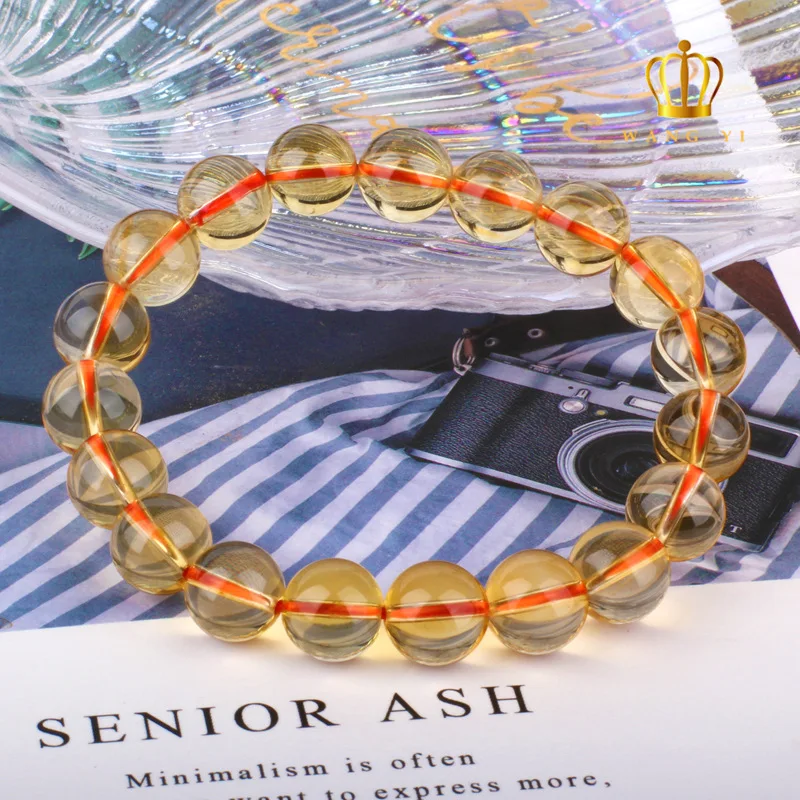 Natural Bracelet 7a Dark Yellow Citrine Single Circle Men and Women Fashion Crystal Ornament Factory Direct Sales