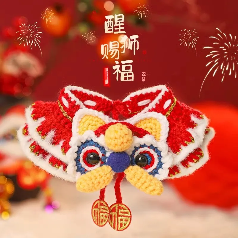 Cat Clothes New Year's Bib Collar Kitten Hat New Year's Costume Puppy Accessories Pet Scarf Dog Bib