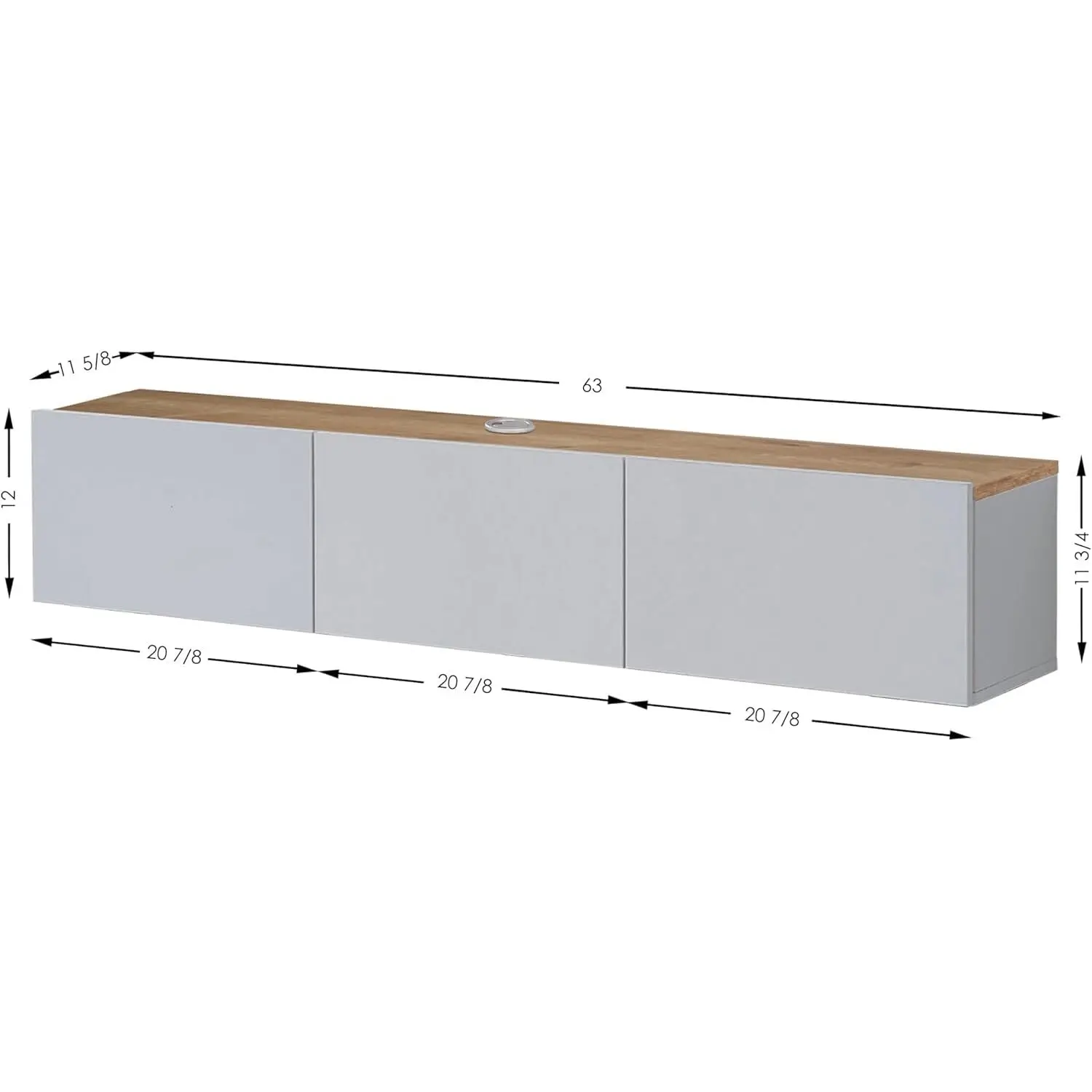 65 Inch Floating TV Stand Wall Mounted Entertainment Center with Cable Management, Sturdy Wall Shelf White & Oak, Customized