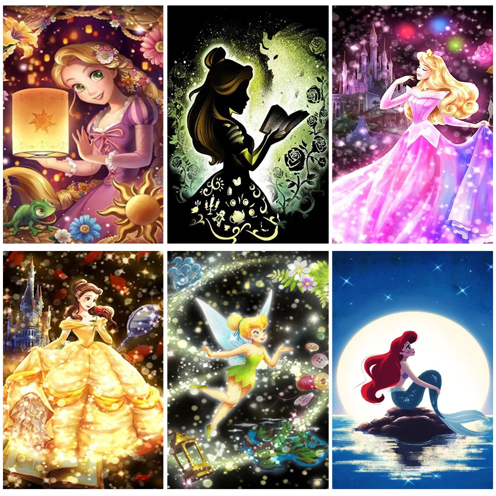 Disney Diamond Painting Cross Stitch Kits Cartoon Fantasy Princess 5D DIY Mosaic Embroidery Christmas Home Decorations Gift