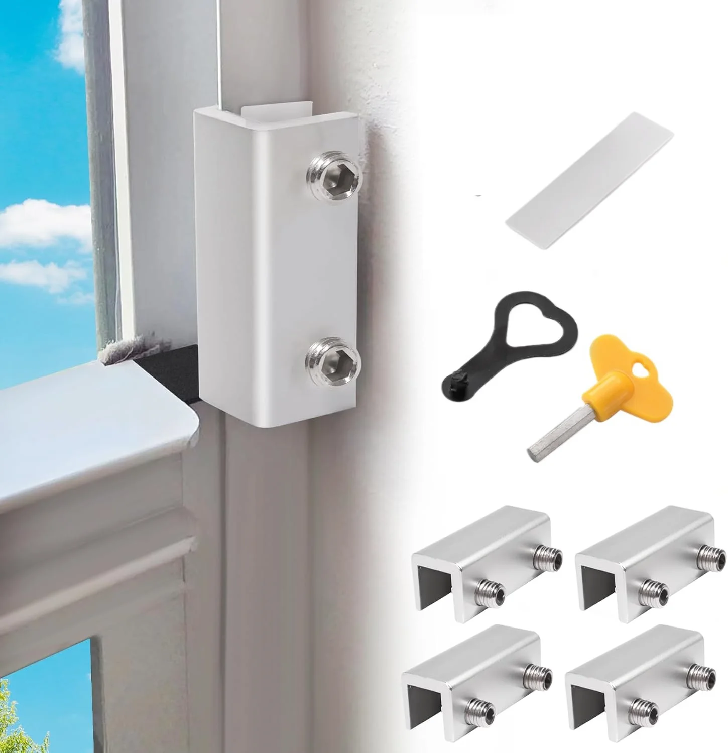 

4 Sets Window Locks Adjustable Sliding Door Lock With Key Window Stopper Security Safety Locks For Kids Pets Home Anti-theft