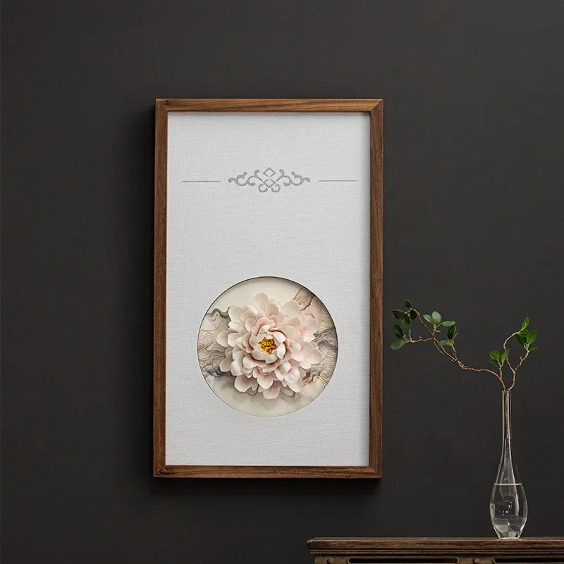 جدار مربع ثلاثي الأبعاد لغرفة المعيشة، لوحات معلقة من السيراميك الجوز، لوحات زخرفية من الخشب الصلب الصيني