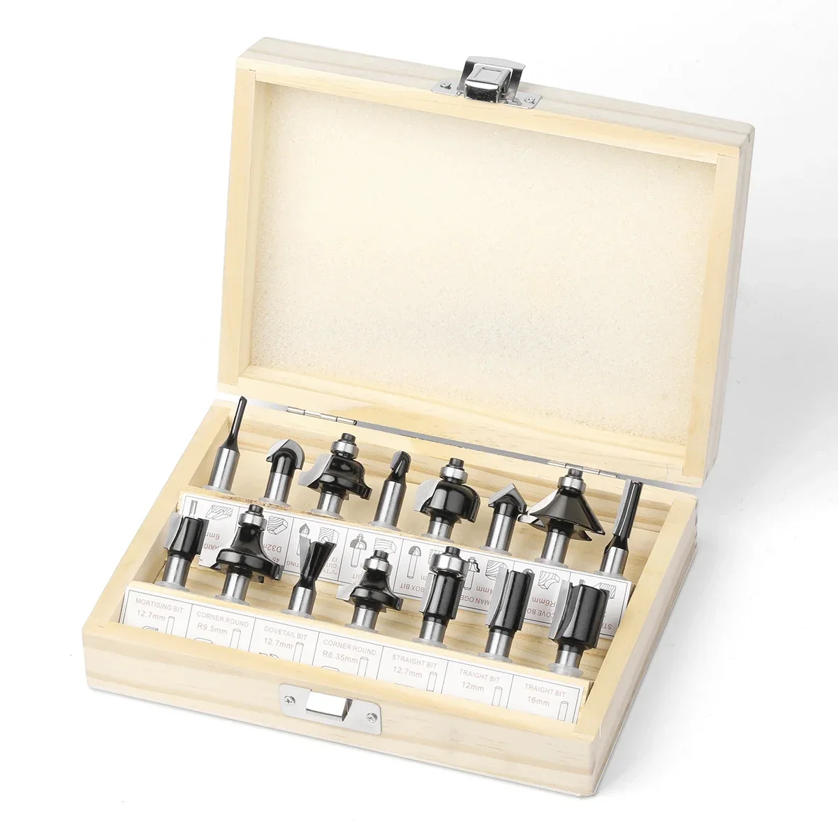15pcs 8mm Shank  Router Bit Set Trimming Straight Milling Cutter for Wood Bits Tungsten Carbide Cutting Woodworking